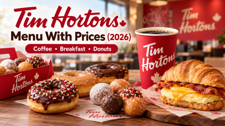 Tim Hortons Menu With Prices (2026): Coffee, Breakfast, Donuts & More